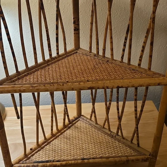 Natural Brown Woven Corner Wall Shelf - Picture 3 of 7